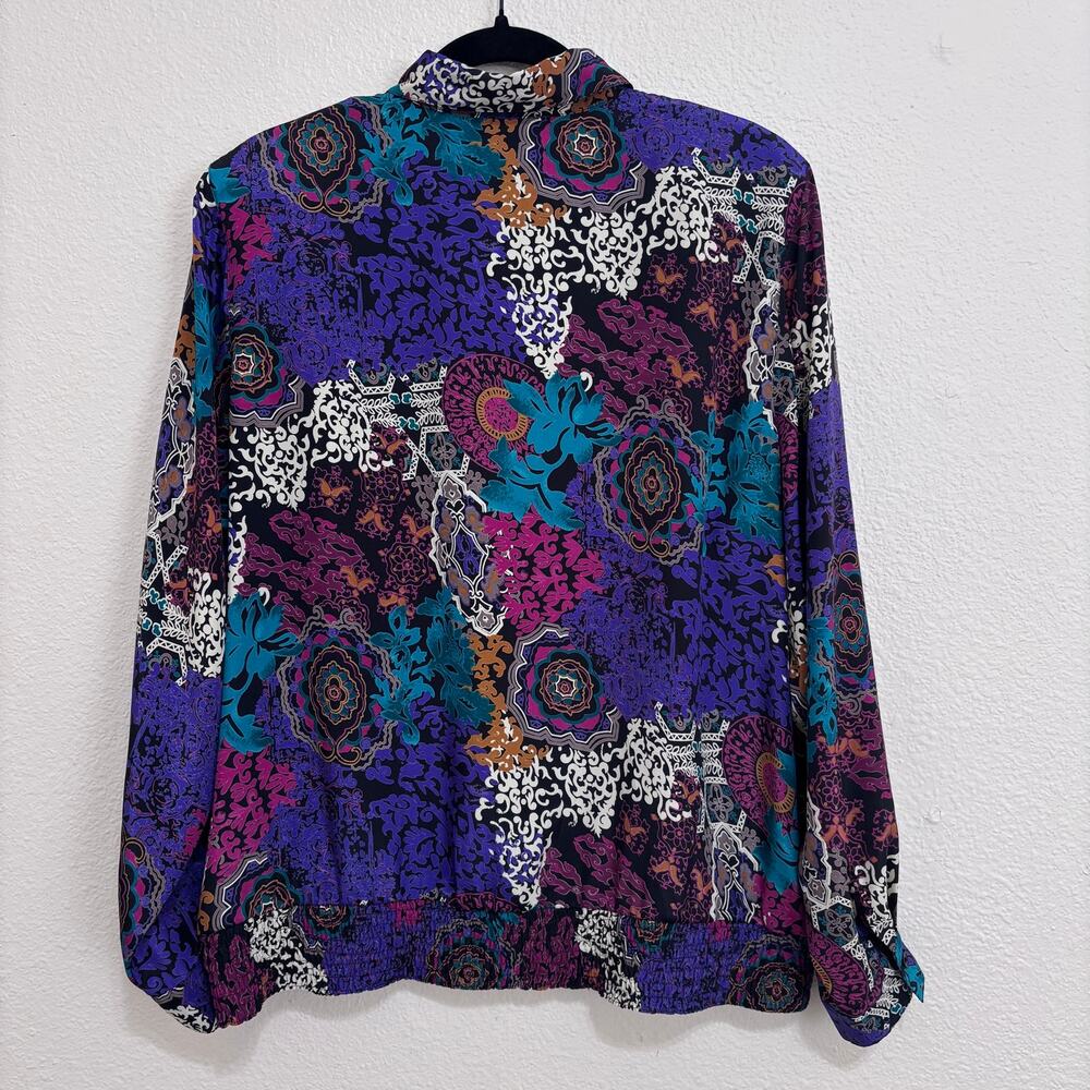 Alfred Dunner 18 Multicolor Abstract Blouse Button Up Artsy Maximalist Retro - Picture 2 of 10